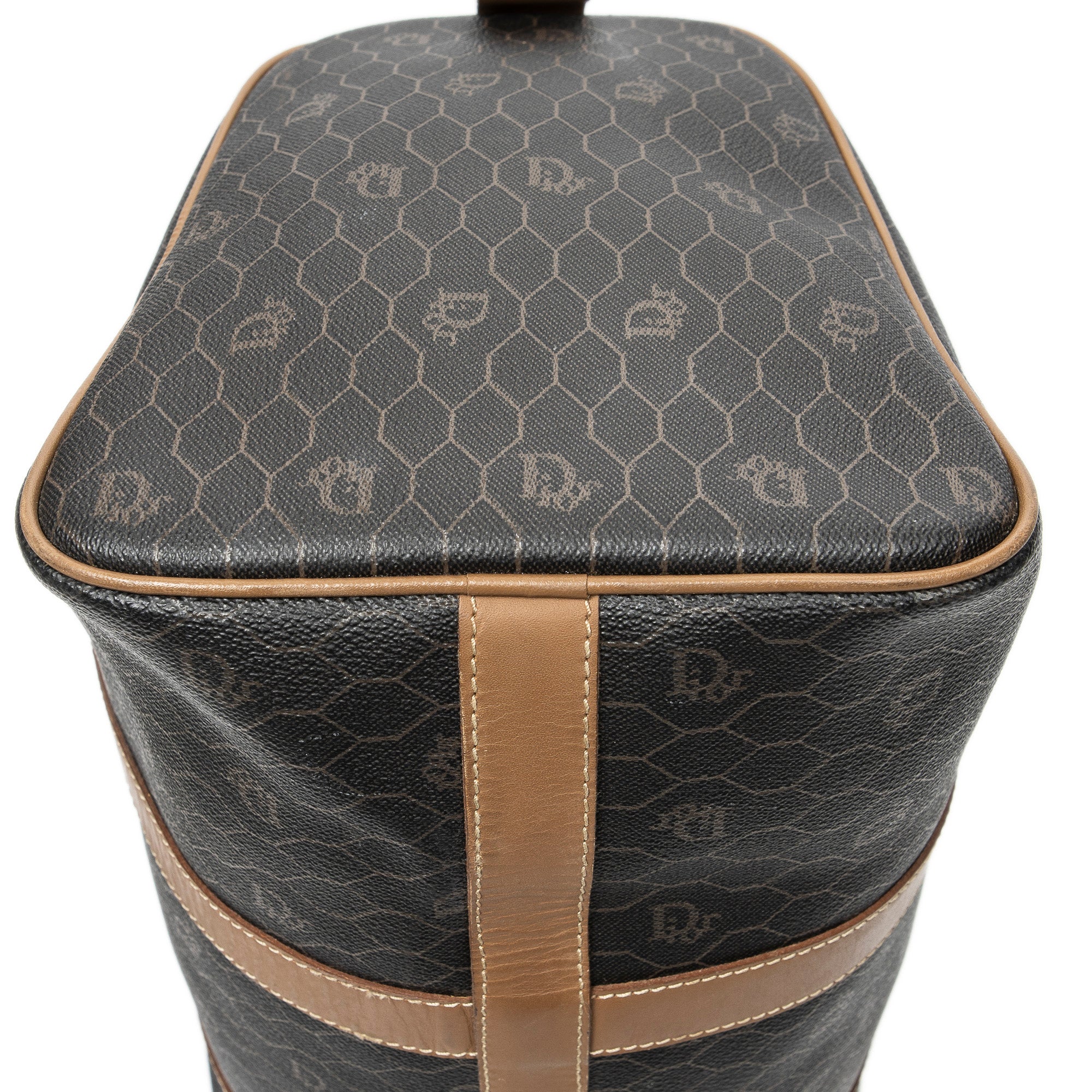 Travel Bag Vintage Small Travel Boston Dark Grey Honeycomb Coated Canvas