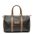 Travel Bag Vintage Small Travel Boston Dark Grey Honeycomb Coated Canvas