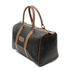 Travel Bag Vintage Small Travel Boston Dark Grey Honeycomb Coated Canvas