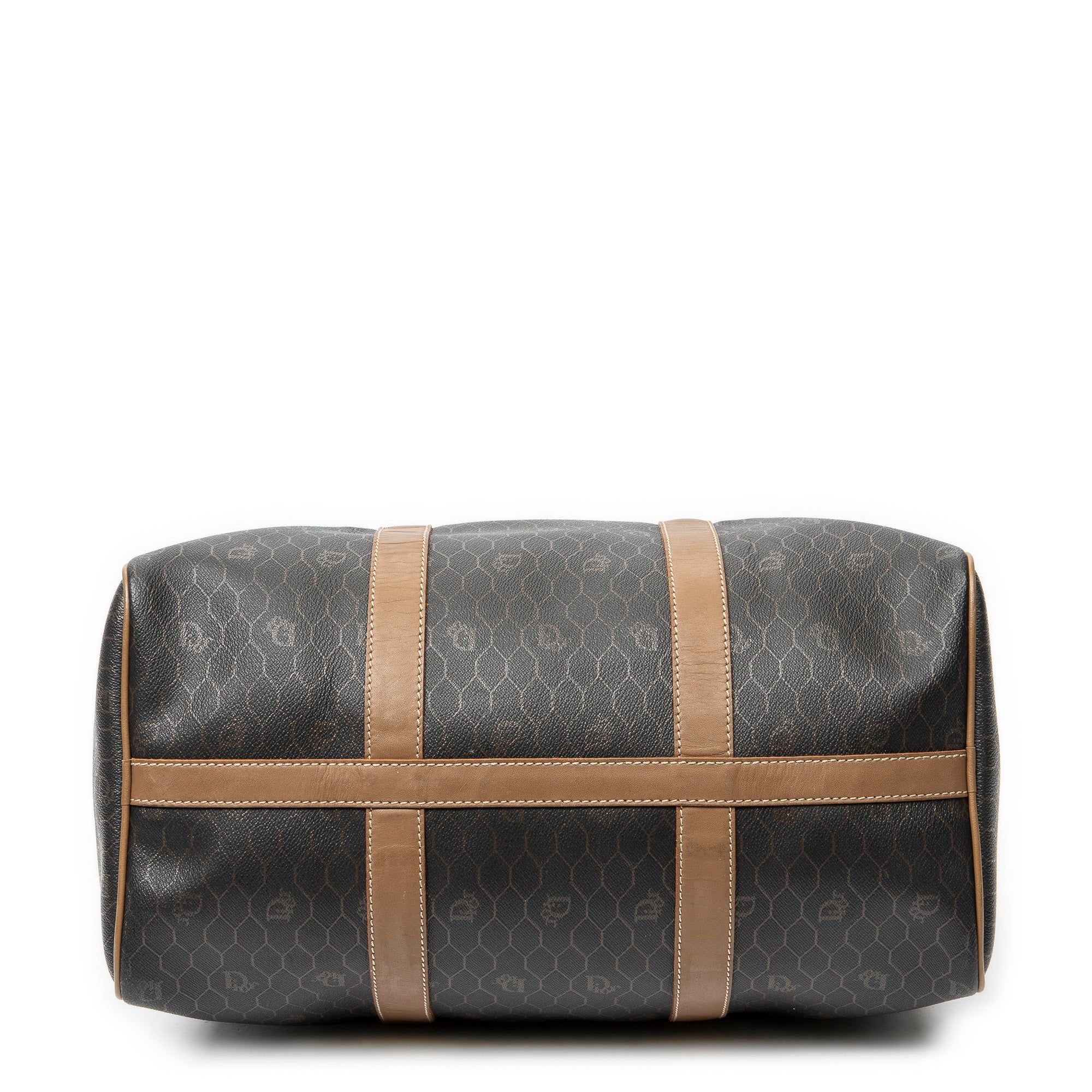 Travel Bag Vintage Small Travel Boston Dark Grey Honeycomb Coated Canvas