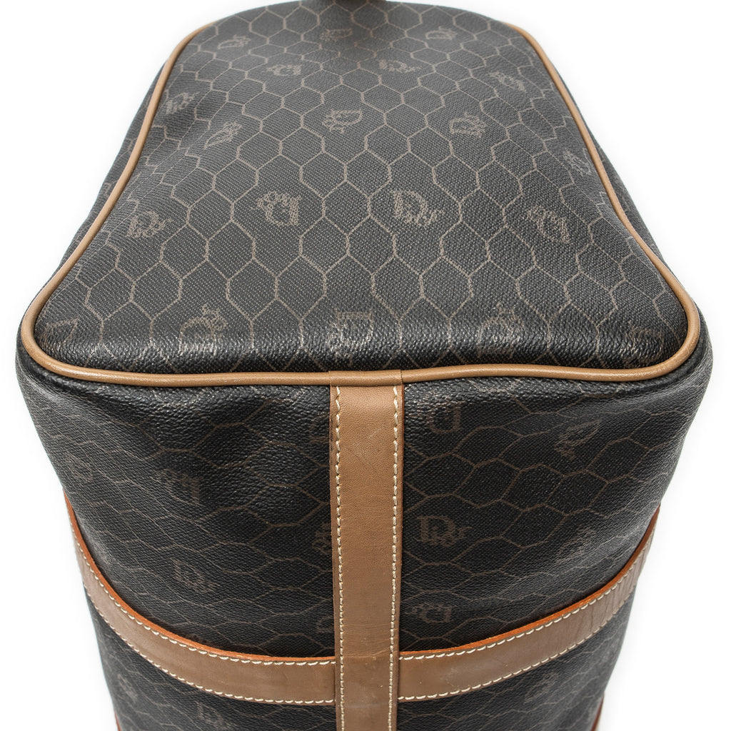 Travel Bag Vintage Small Travel Boston Dark Grey Honeycomb Coated Canvas