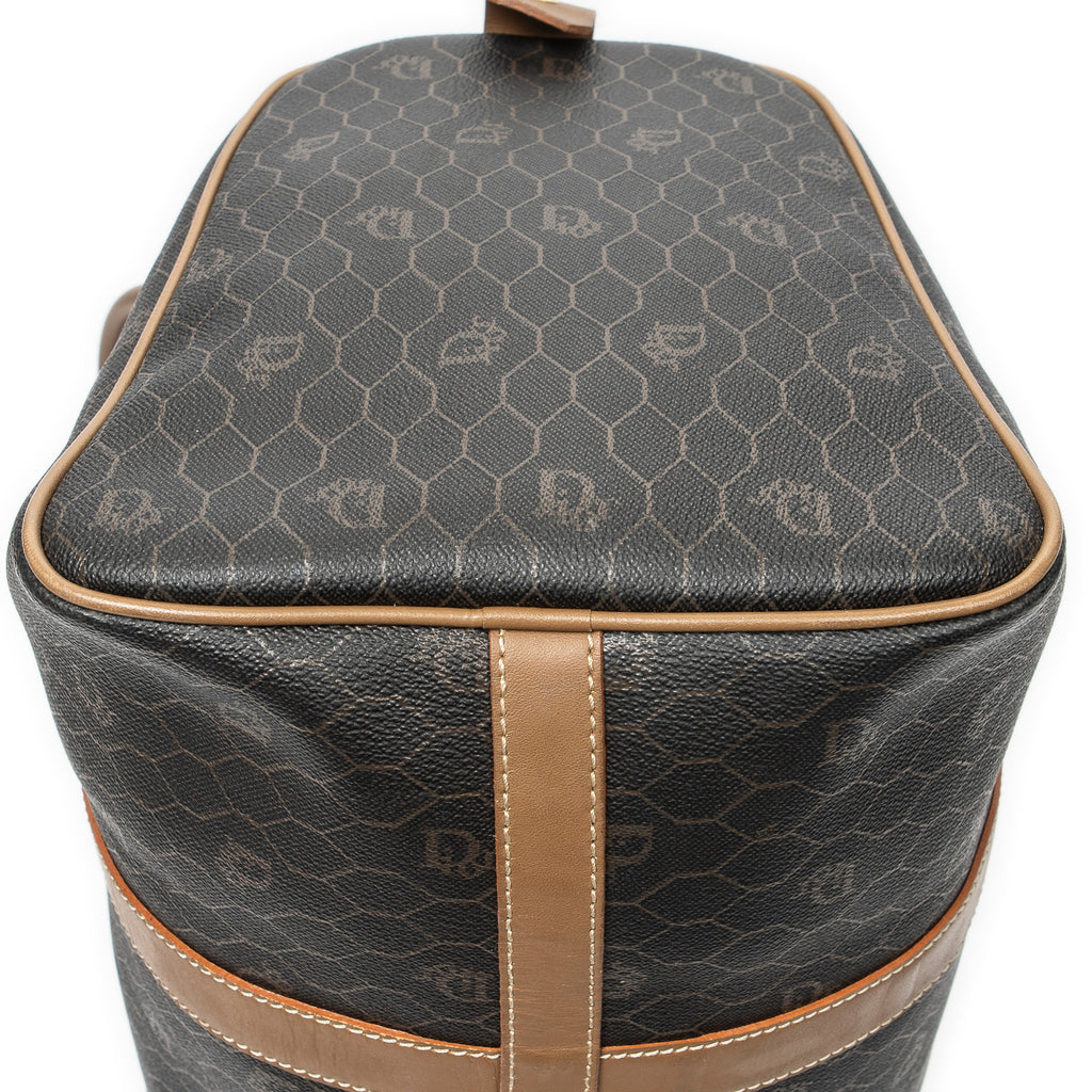 Travel Bag Vintage Small Travel Boston Dark Grey Honeycomb Coated Canvas