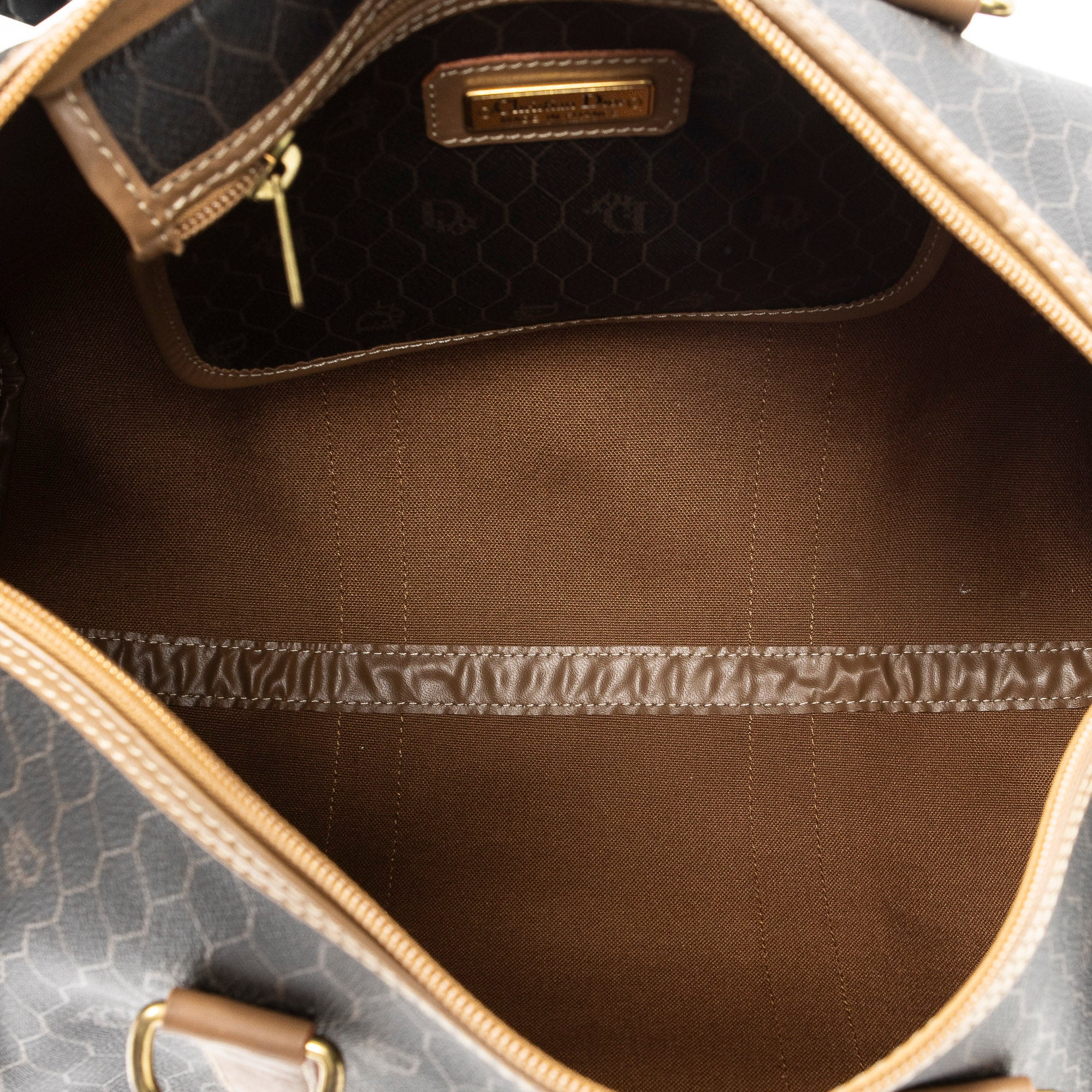 Travel Bag Vintage Small Travel Boston Dark Grey Honeycomb Coated Canvas