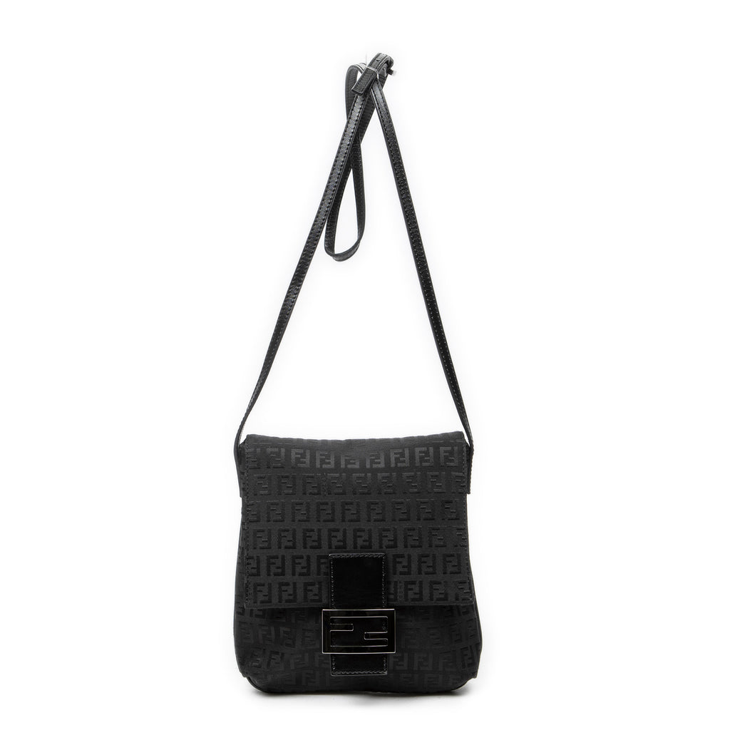 Shoulder Bag Small Flap Crossbody Black Zucchino Canvas