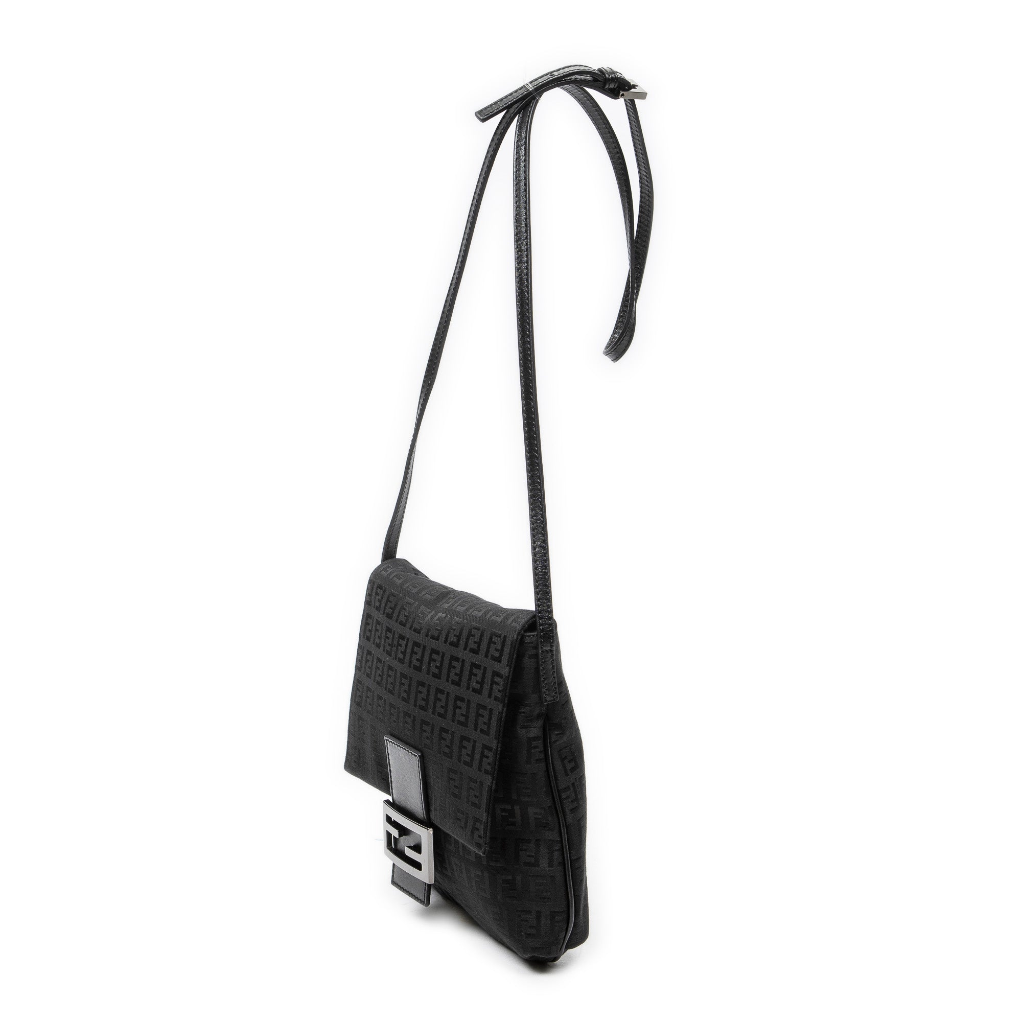 Shoulder Bag Small Flap Crossbody Black Zucchino Canvas