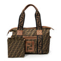 Handbag Medium Zip Tote Beige Zucca Nylon Canvas