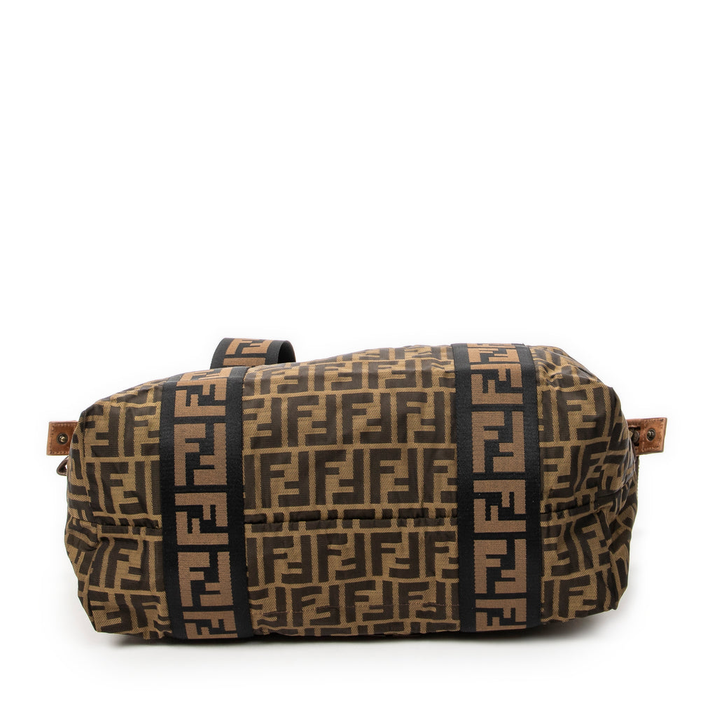 Handbag Medium Zip Tote Beige Zucca Nylon Canvas