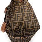 Handbag Medium Zip Tote Beige Zucca Nylon Canvas