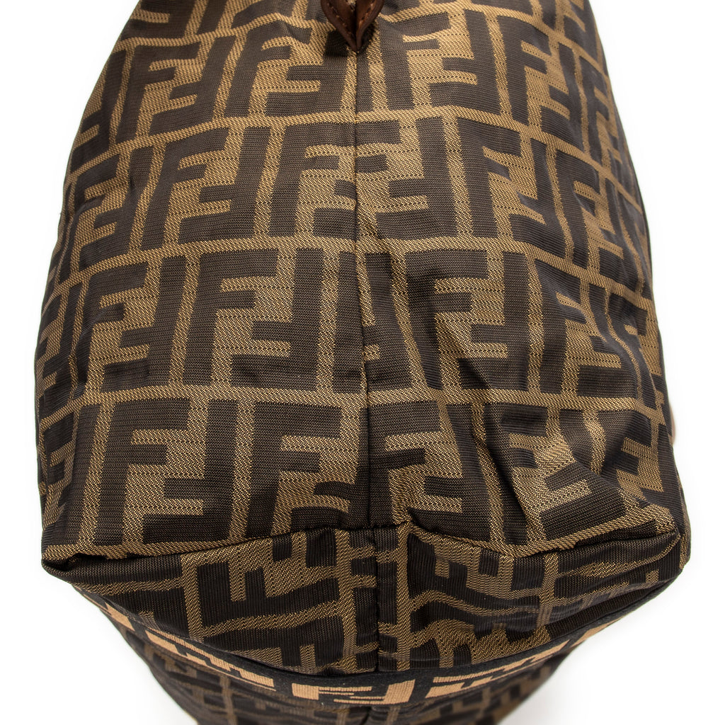 Handbag Medium Zip Tote Beige Zucca Nylon Canvas