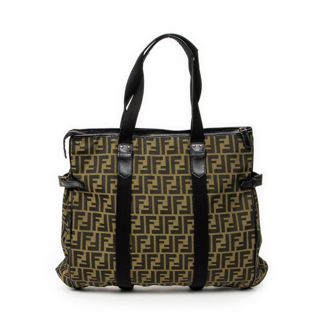 Shoulder Bag Large Shopping Tote Beige Zucca Nylon Canvas