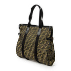 Shoulder Bag Large Shopping Tote Beige Zucca Nylon Canvas
