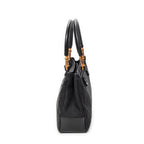 Shoulder Bag Square Bamboo Classic Tote Black Monogrammed Canvas