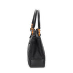 Shoulder Bag Square Bamboo Classic Tote Black Monogrammed Canvas