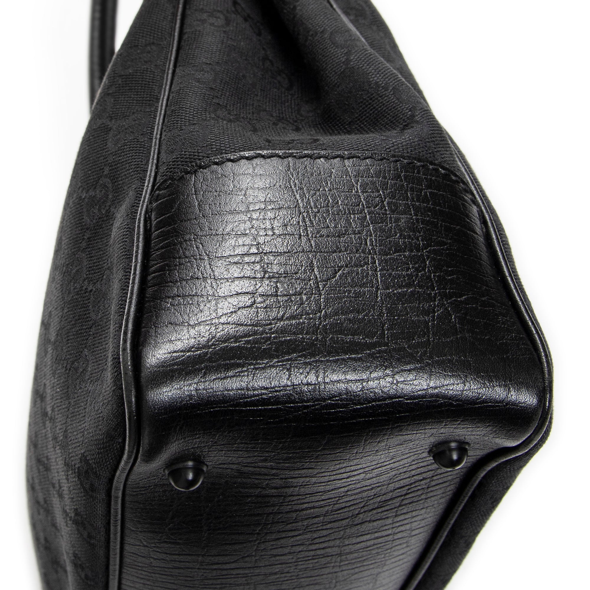 Shoulder Bag Square Bamboo Classic Tote Black Monogrammed Canvas