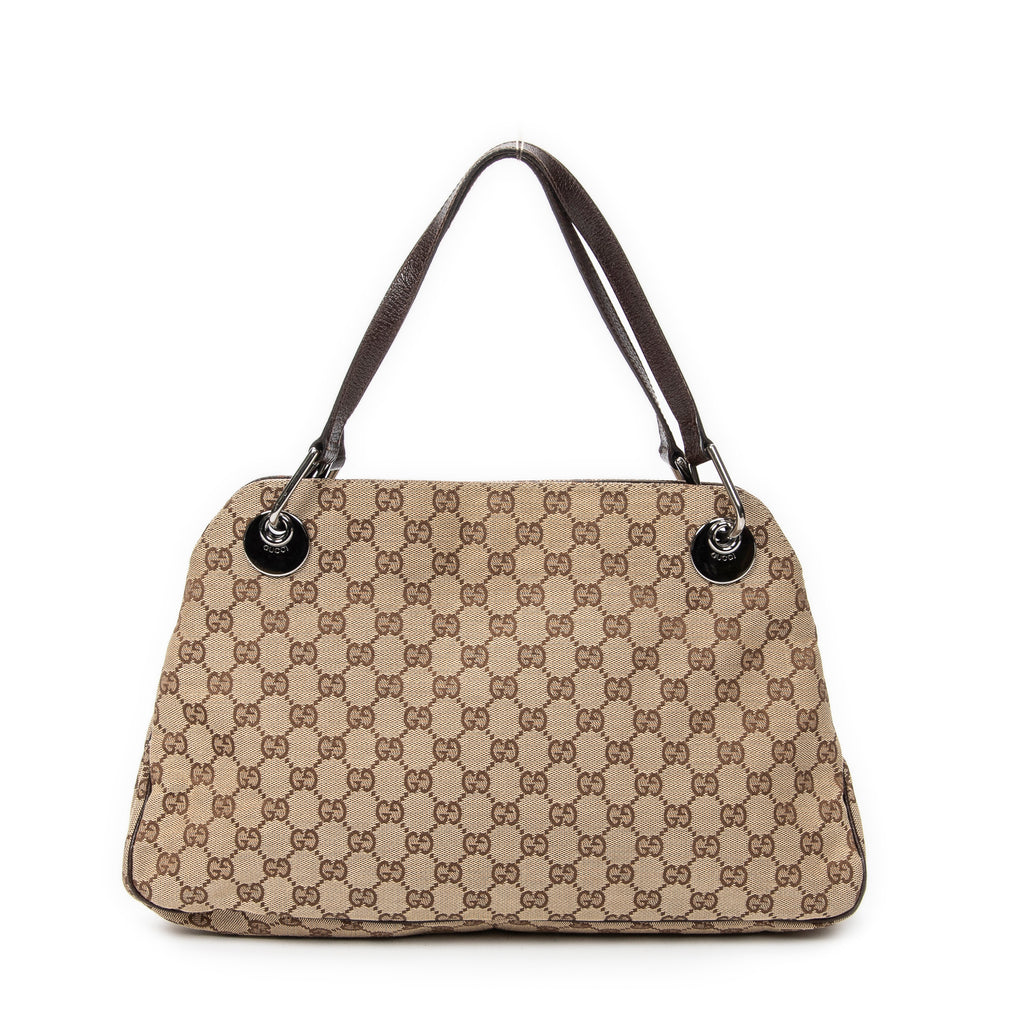 Bandolera mediana Eclipse Tote lona beige monograma
