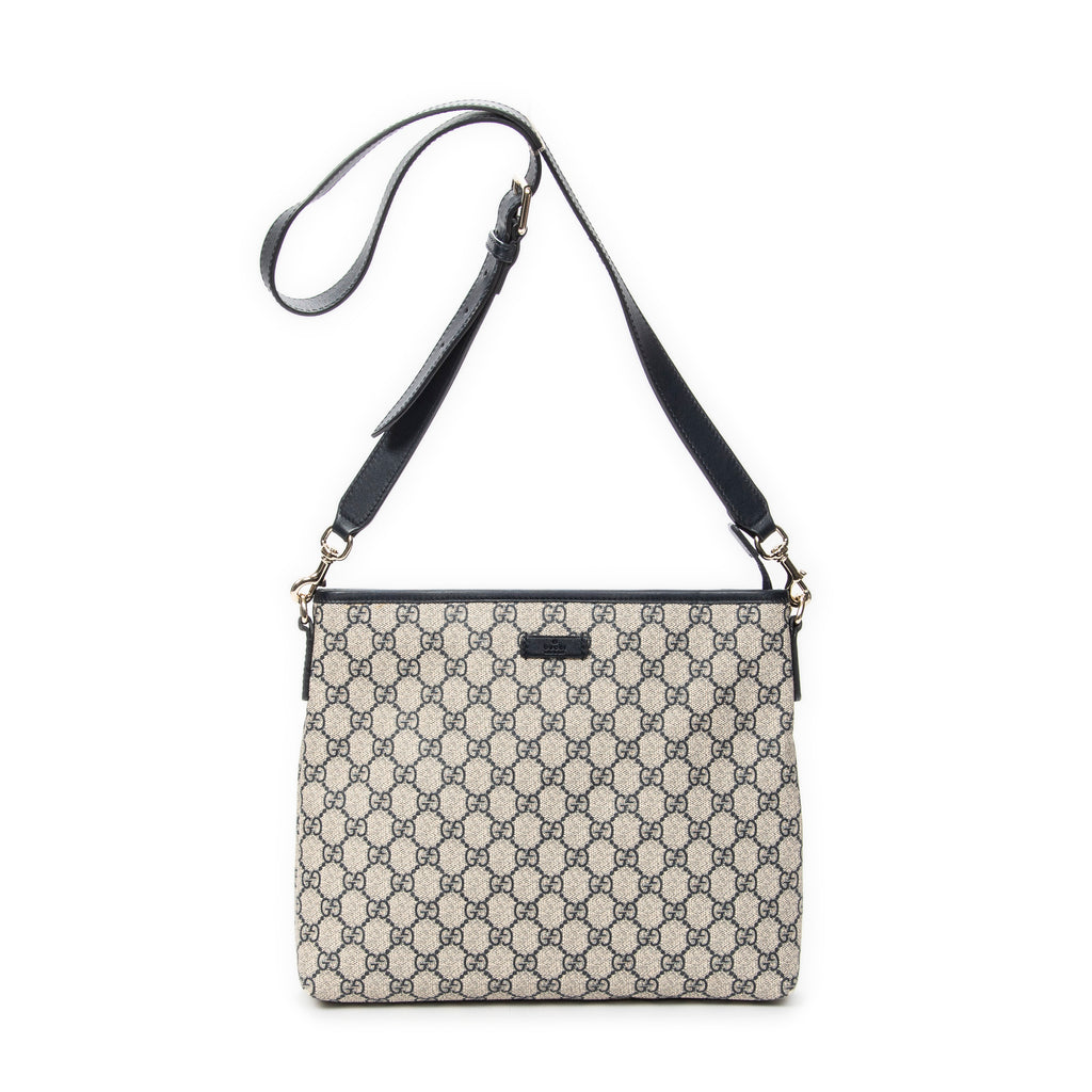 Shoulder Bag Front Slip Pocket Messenger Beige Supreme Coated Canvas