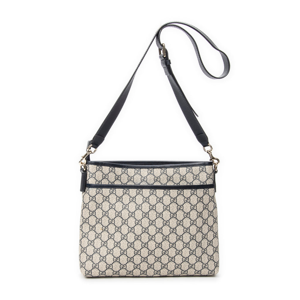 Shoulder Bag Front Slip Pocket Messenger Beige Supreme Coated Canvas