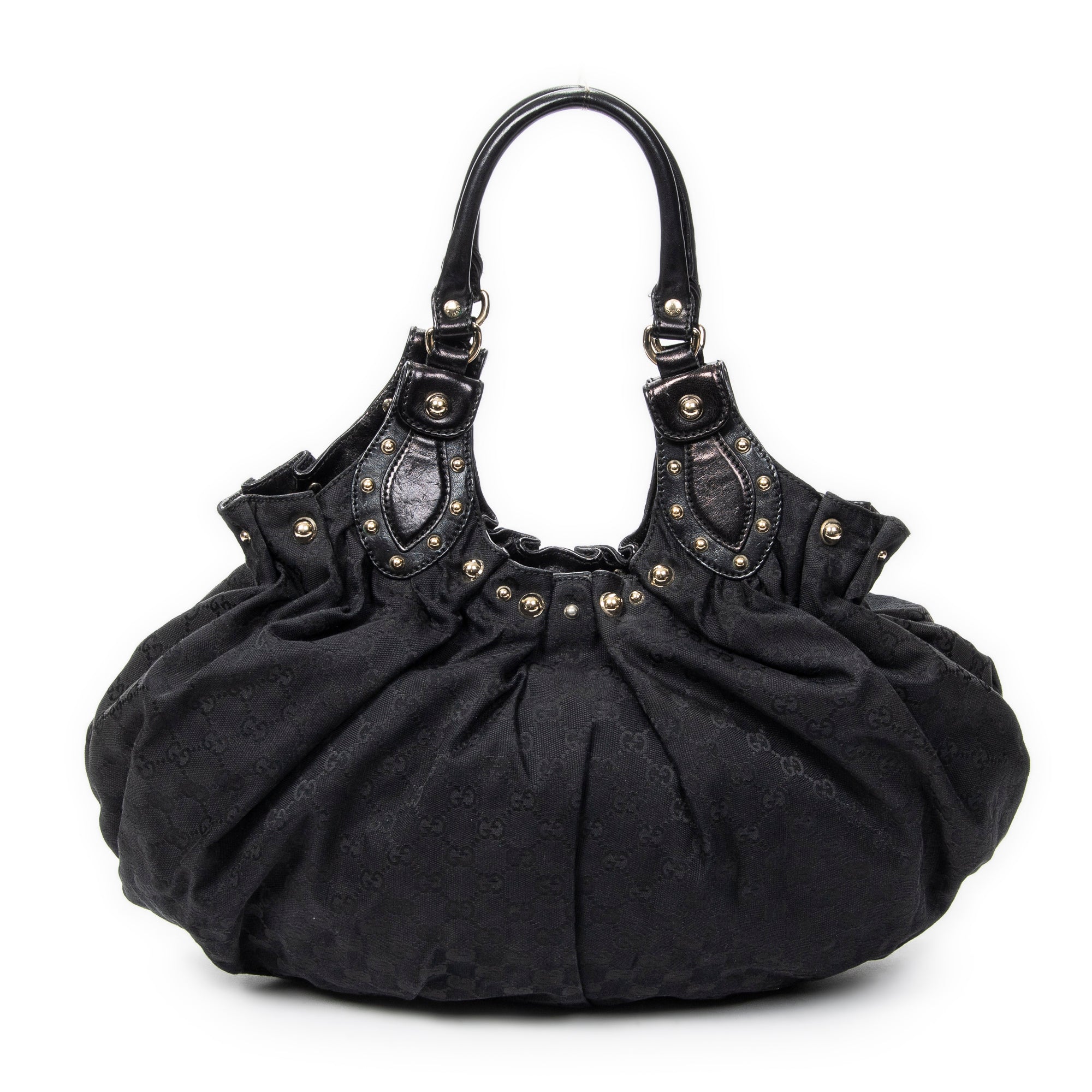 Shoulder Bag Large Pelham Studded Tote Black Monogrammed Canvas