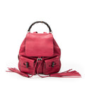 Shoulder Bag Medium Bamboo Tassel Backpack Fuchsia Grained Calfskin Leather