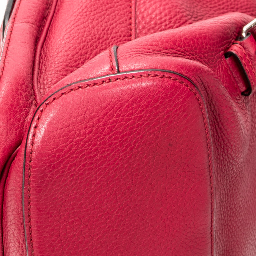 Shoulder Bag Medium Bamboo Tassel Backpack Fuchsia Grained Calfskin Leather