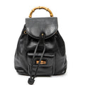 Backpack Mini Bamboo Backpack Black Grained Calfskin Leather