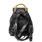 Backpack Mini Bamboo Backpack Black Grained Calfskin Leather