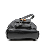 Backpack Mini Bamboo Backpack Black Grained Calfskin Leather