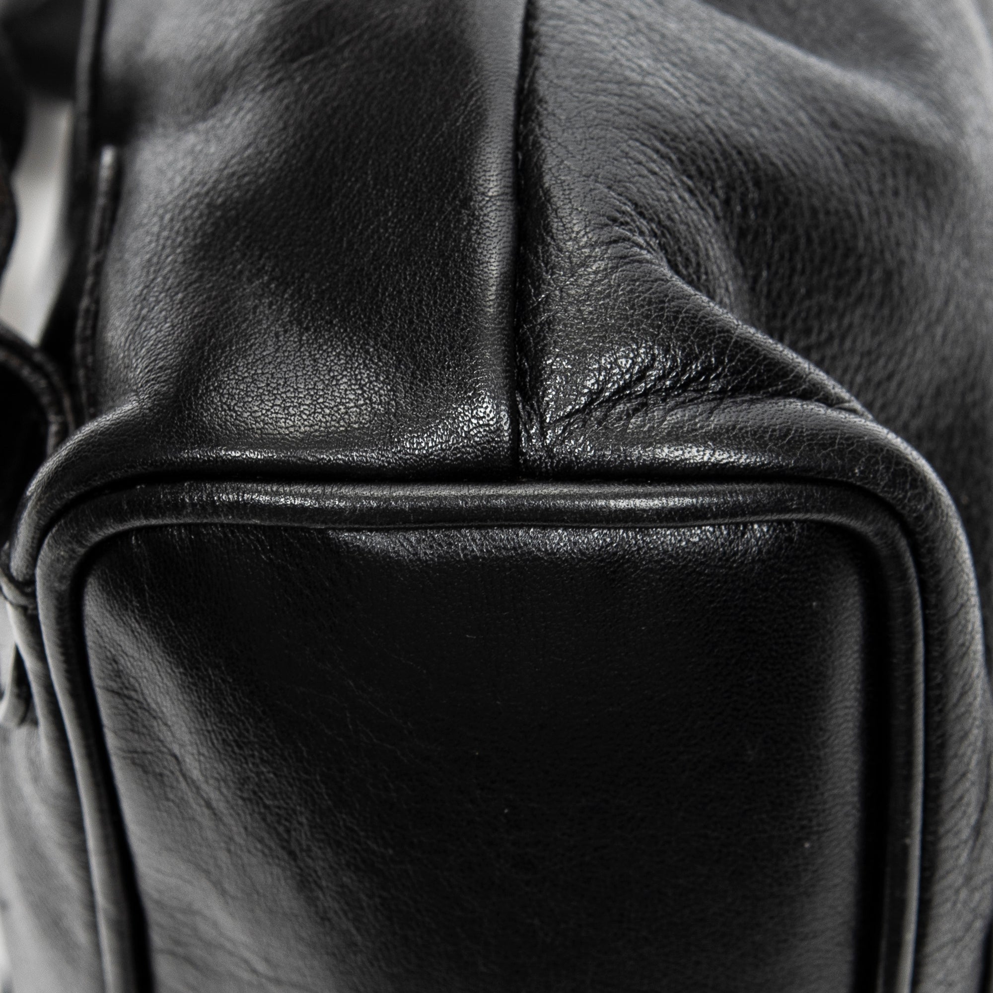 Backpack Mini Bamboo Backpack Black Grained Calfskin Leather