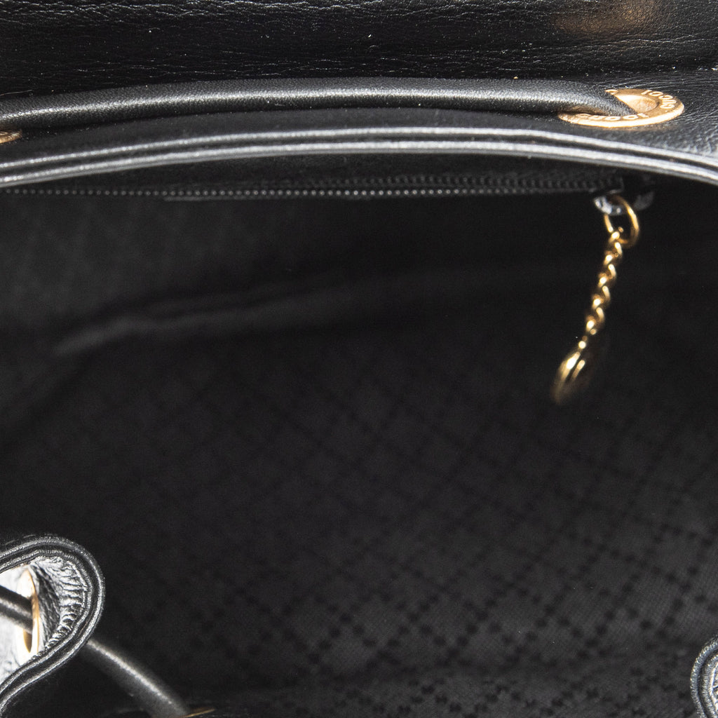 Backpack Mini Bamboo Backpack Black Grained Calfskin Leather