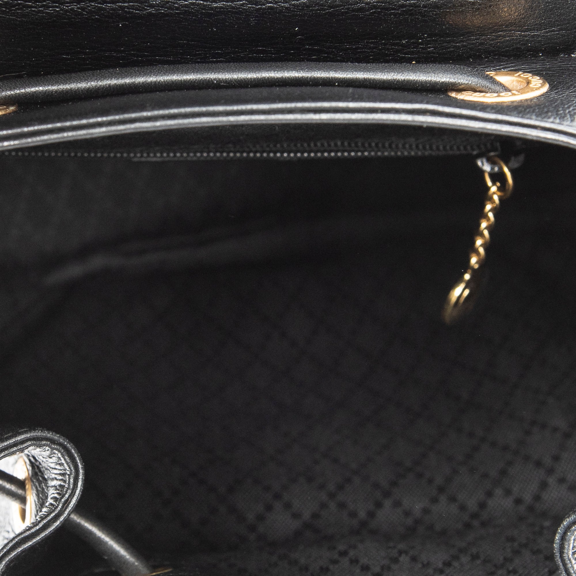 Backpack Mini Bamboo Backpack Black Grained Calfskin Leather