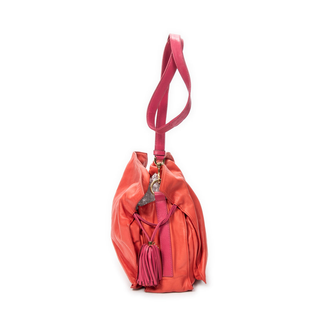 Shoulder Bag Tassel Flamenco Orange Calfskin Leather