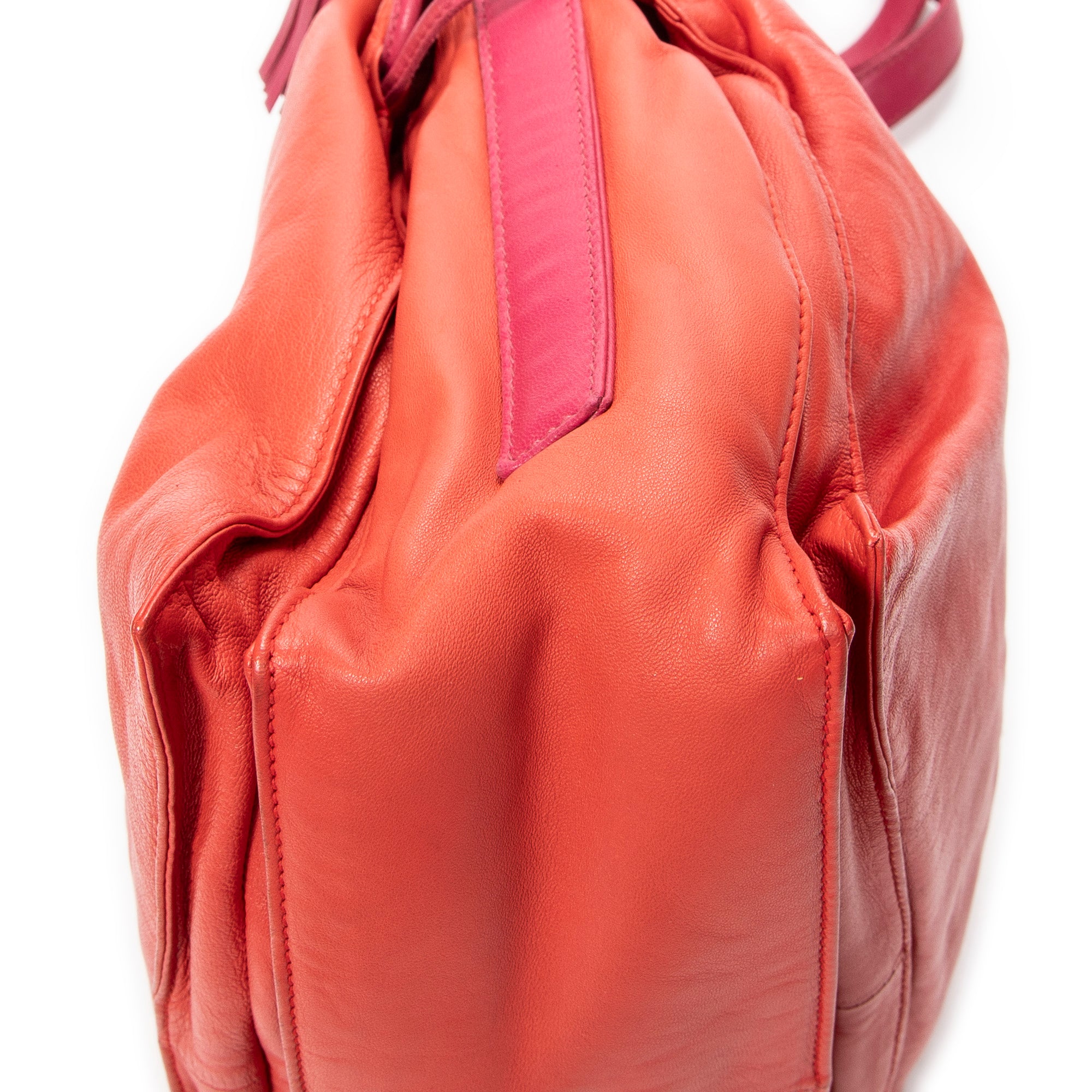 Shoulder Bag Tassel Flamenco Orange Calfskin Leather