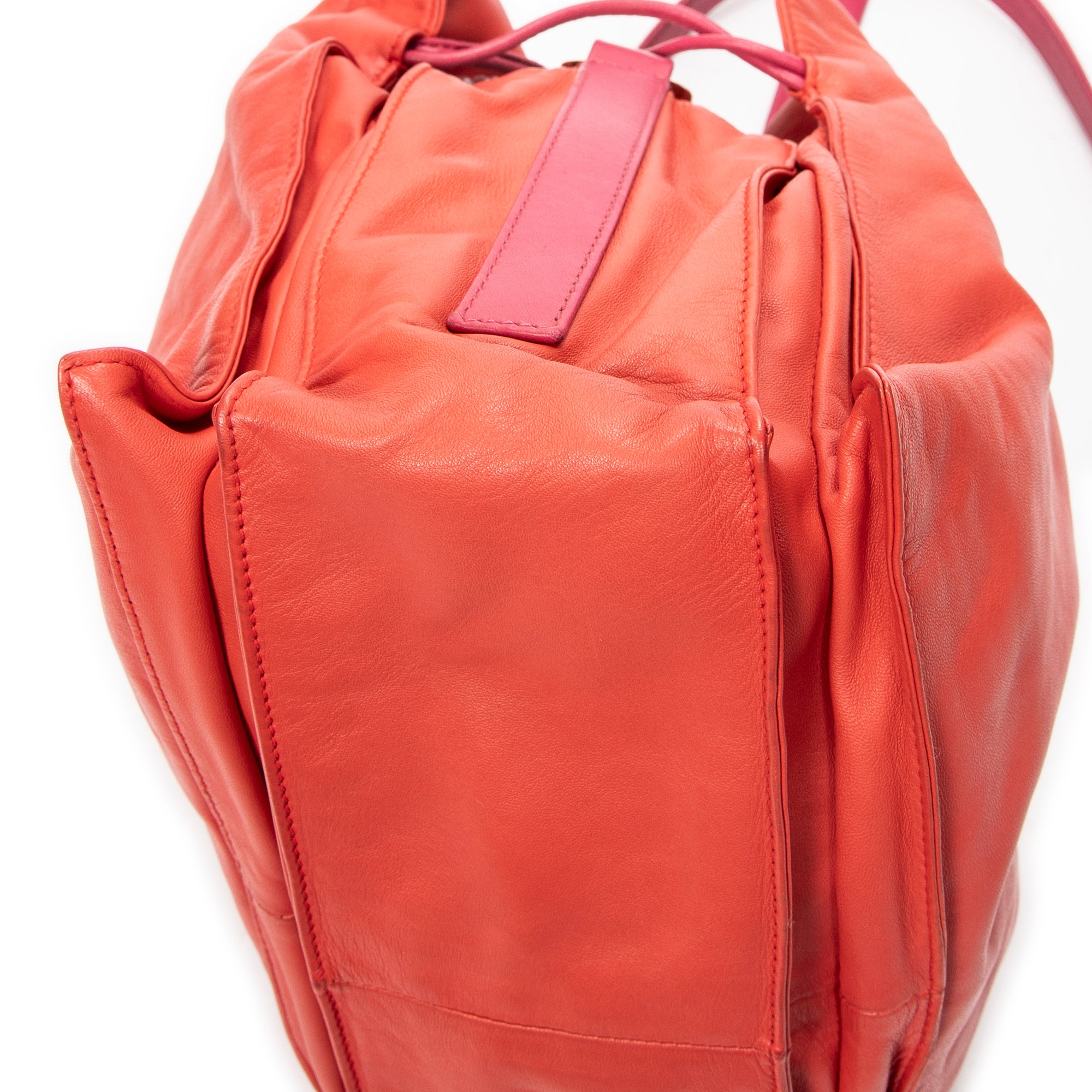 Shoulder Bag Tassel Flamenco Orange Calfskin Leather