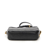 Shoulder Bag Zip Camera Crossbody Black Goatskin Leather