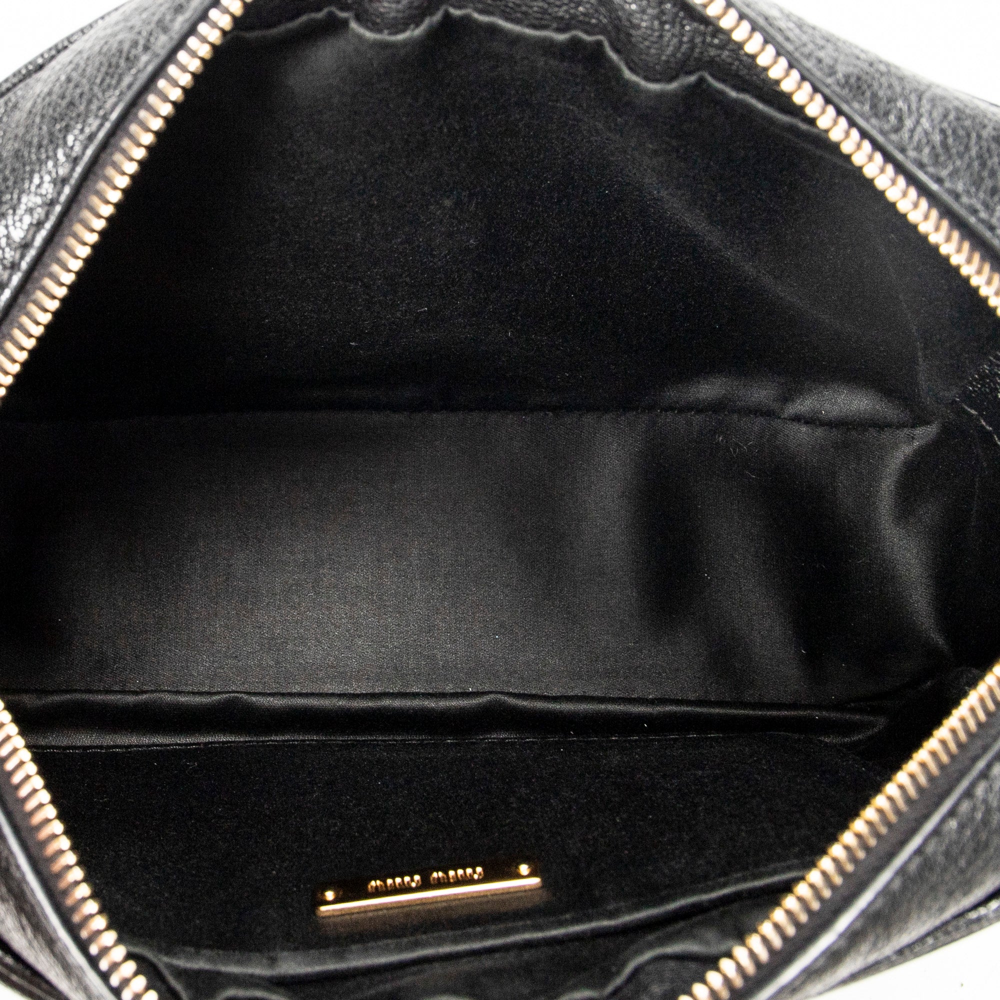 Shoulder Bag Zip Camera Crossbody Black Goatskin Leather