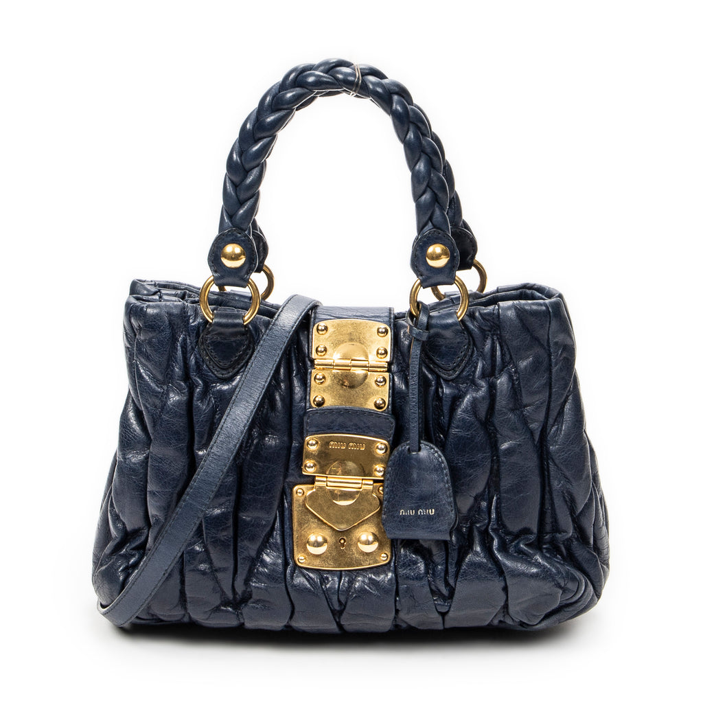 Shoulder Bag Bauletto Aperto Navy Matelasse Leather