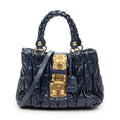 Shoulder Bag Bauletto Aperto Navy Matelasse Leather