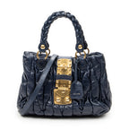 Shoulder Bag Bauletto Aperto Navy Matelasse Leather