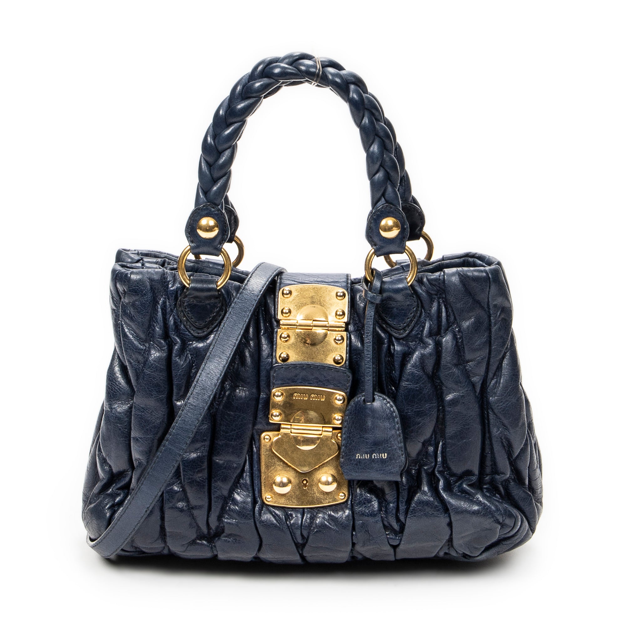 Shoulder Bag Bauletto Aperto Navy Matelasse Leather