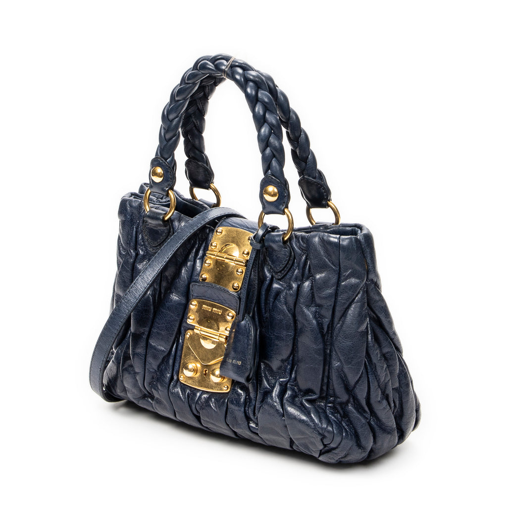 Shoulder Bag Bauletto Aperto Navy Matelasse Leather