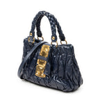 Shoulder Bag Bauletto Aperto Navy Matelasse Leather