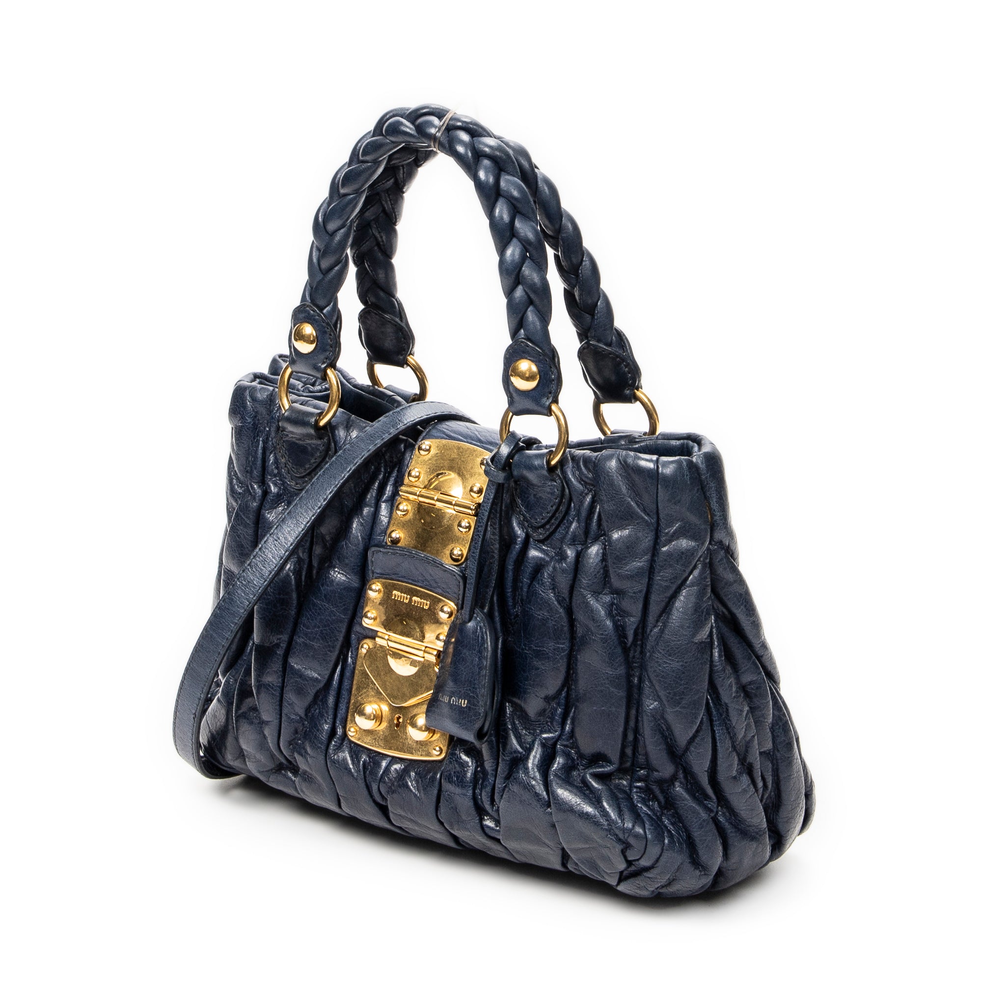 Shoulder Bag Bauletto Aperto Navy Matelasse Leather
