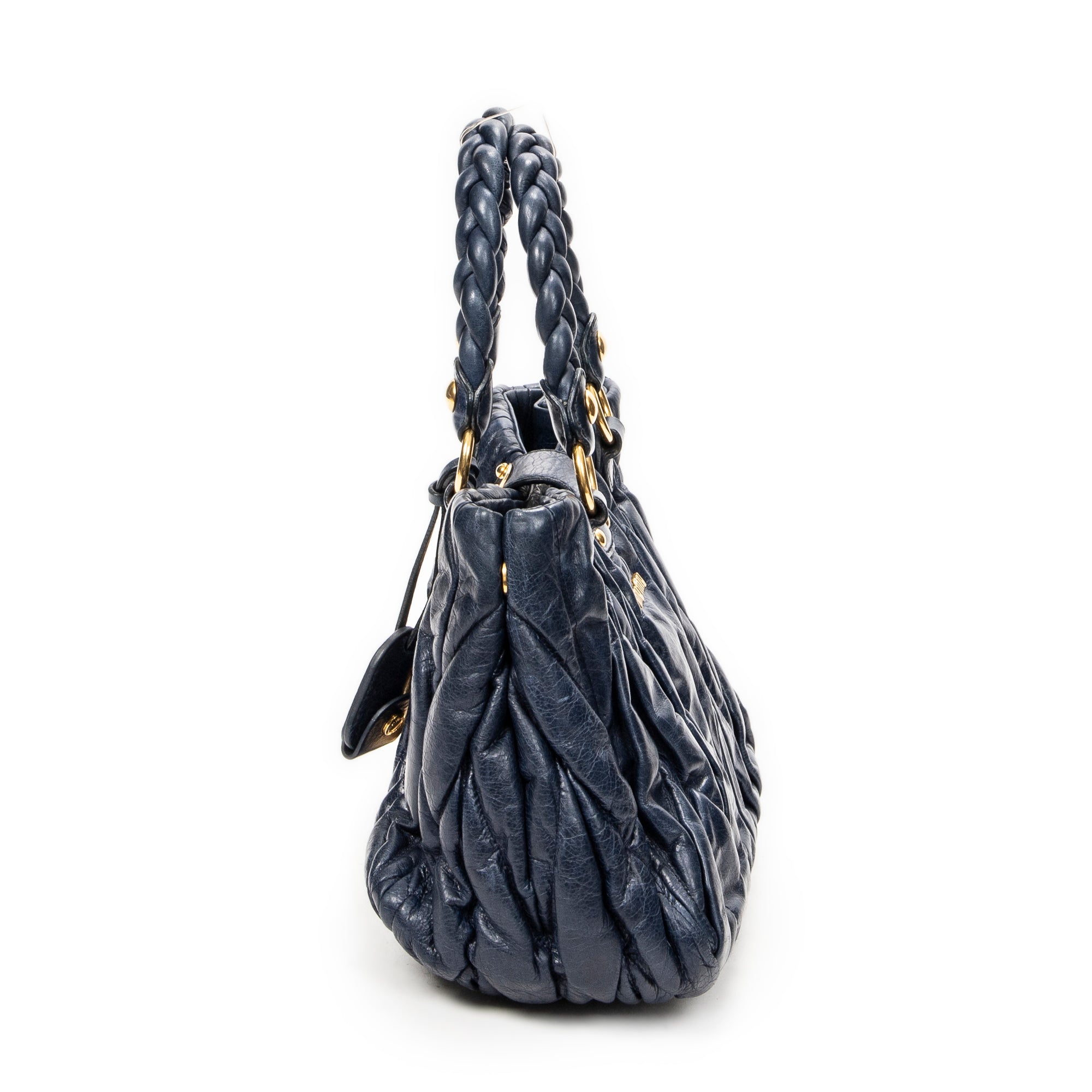 Shoulder Bag Bauletto Aperto Navy Matelasse Leather