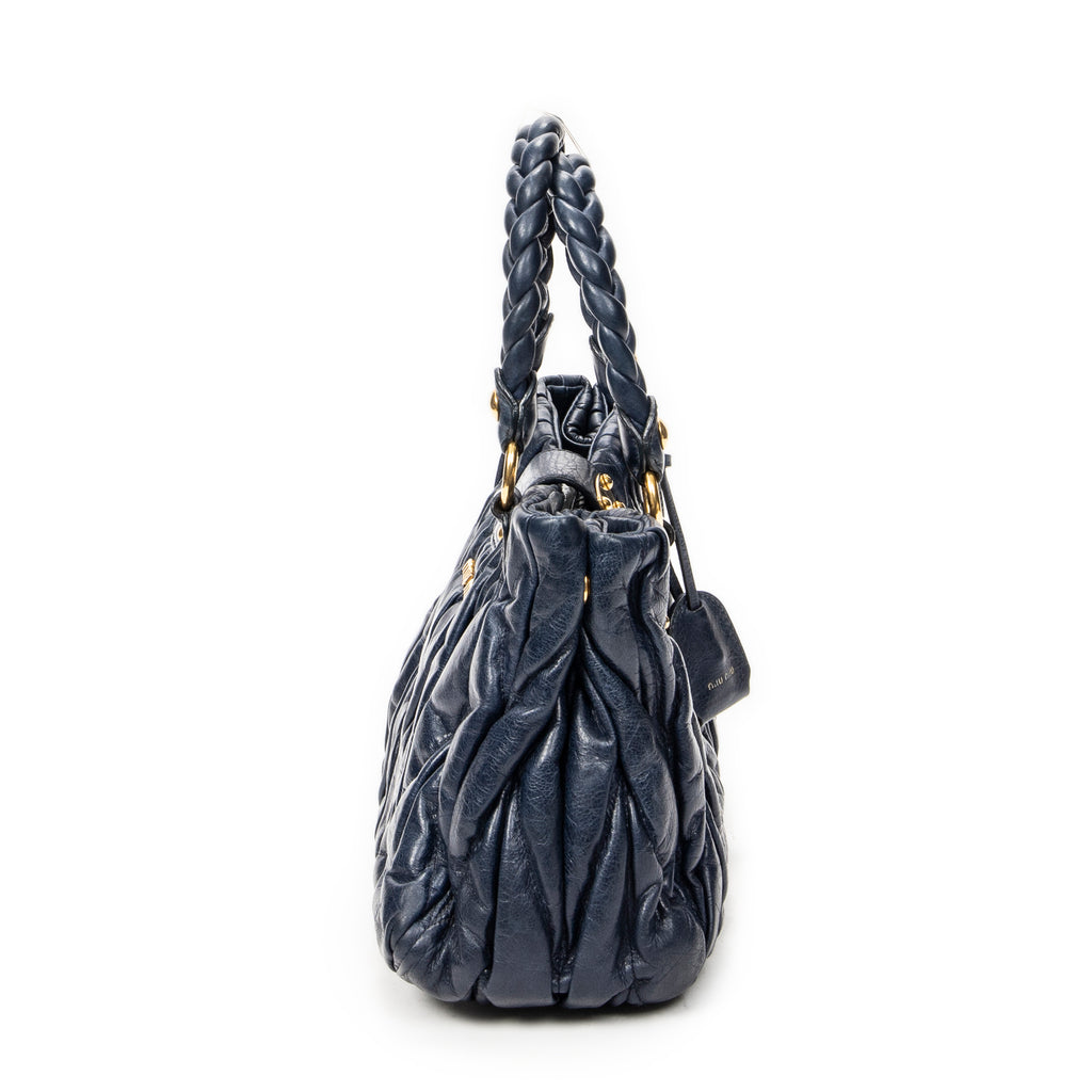 Shoulder Bag Bauletto Aperto Navy Matelasse Leather