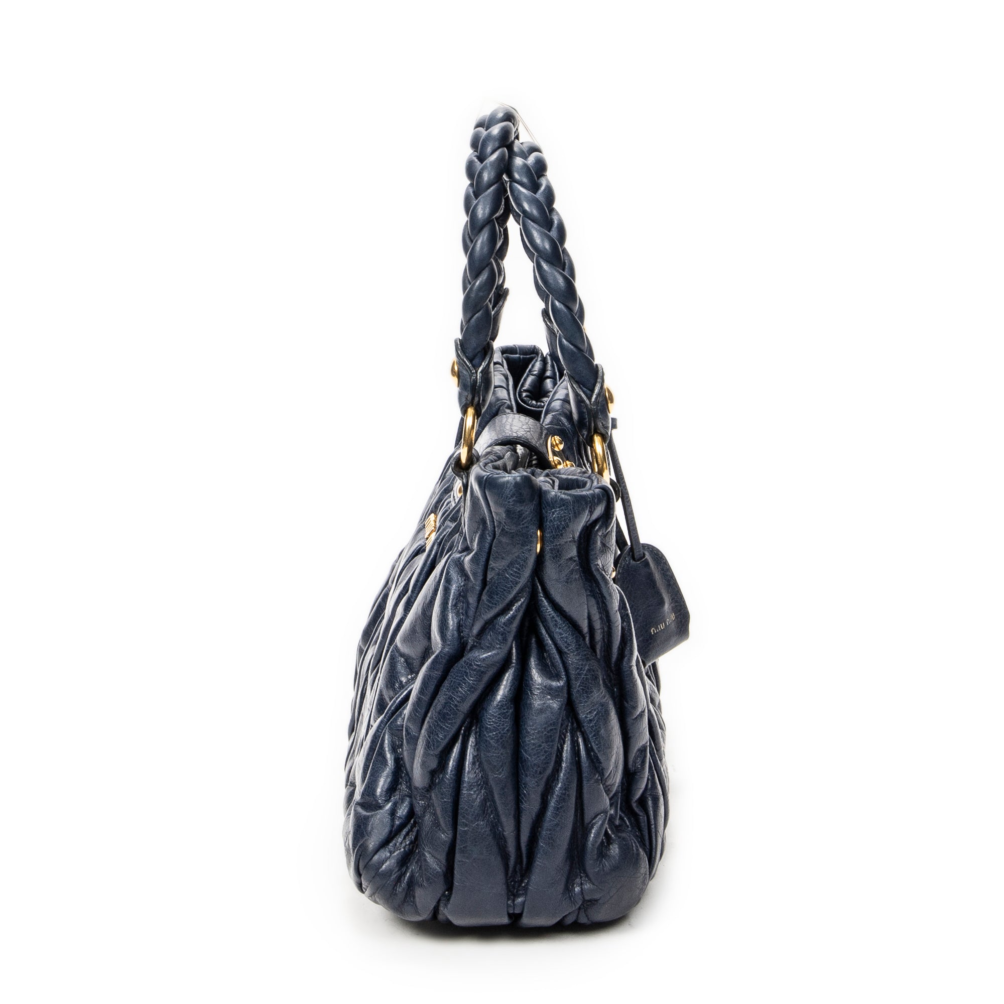 Shoulder Bag Bauletto Aperto Navy Matelasse Leather