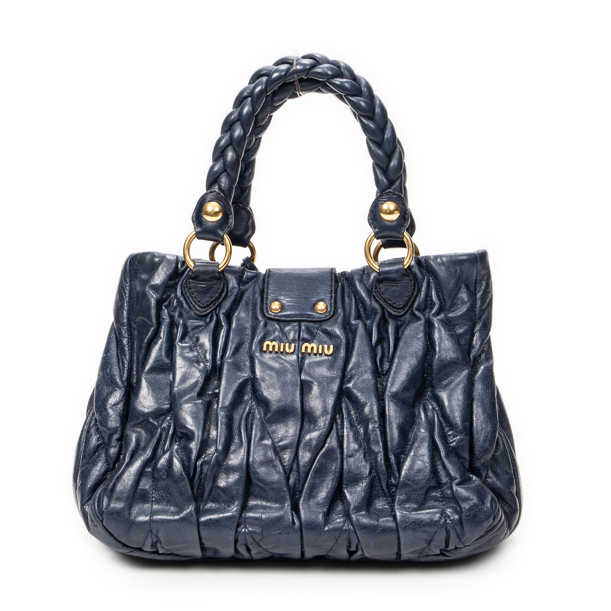 Shoulder Bag Bauletto Aperto Navy Matelasse Leather