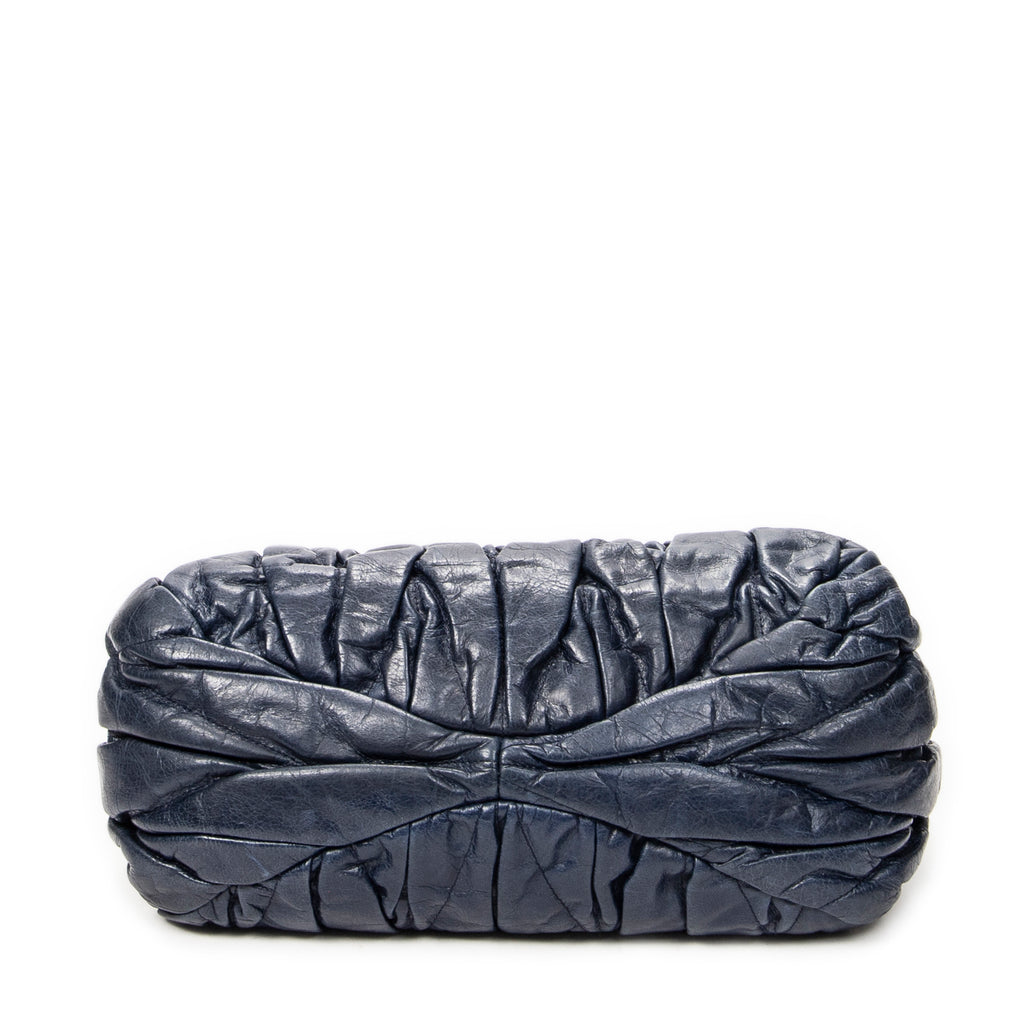 Shoulder Bag Bauletto Aperto Navy Matelasse Leather