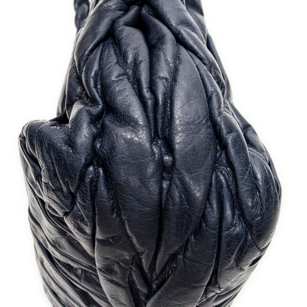 Shoulder Bag Bauletto Aperto Navy Matelasse Leather