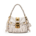 Shoulder Bag Small Coffer Double Pocket Hobo Light Grey Matelasse Leather