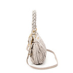 Shoulder Bag Small Coffer Double Pocket Hobo Light Grey Matelasse Leather